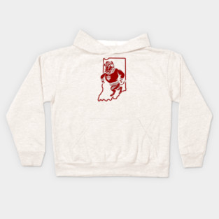 Indiana Bison Mascot Crimson Kids Hoodie