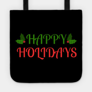 Happy Holidays Festive Holly Christmas Tote