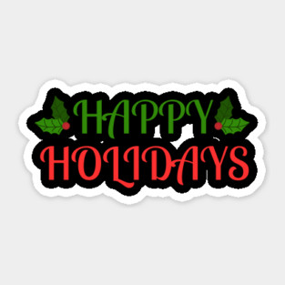 Happy Holidays Festive Holly Christmas Sticker