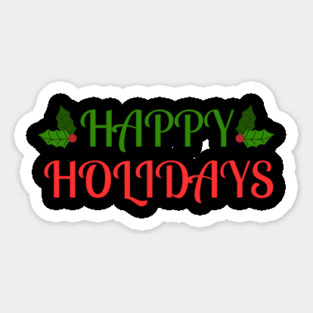 Happy Holidays Festive Holly Christmas Magnet