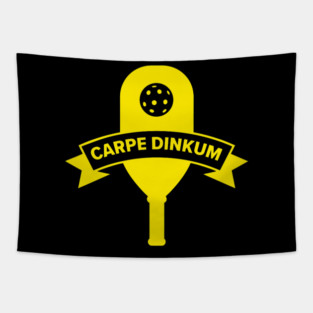 Carpe Dinkum Pickle Ball Player Tapestry