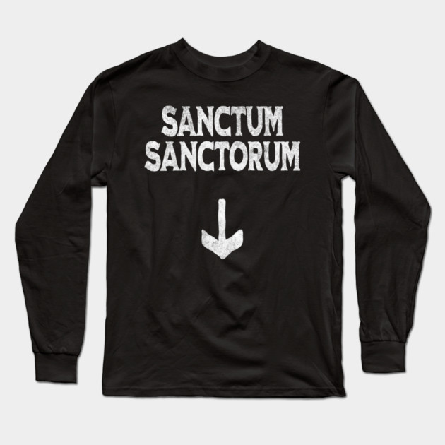 Funny Sanctum Sanctorum design with a down arrow Long Sleeve T-Shirt by Luxinda