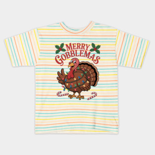 Merry Gobbelmas-Funny-Turkey-Christmas-Thanksgiving-Mashup  | Holiday Humor Gift Kids T-Shirt