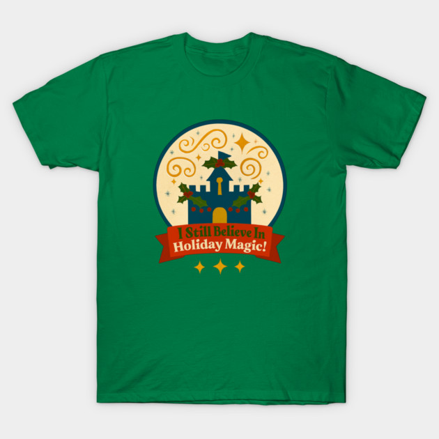 I Still Believe in Holiday Magic Snowglobe T-Shirt by Disney For Seniors