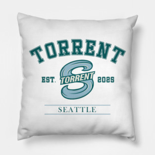 Seattle Torrent PWHL Vintage Varsity Hockey Logo Pillow