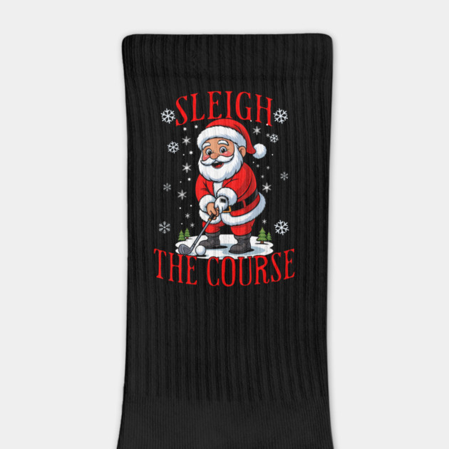 Christmas Golfer Pun Sleigh the Course Funny Santa Golf by belownormal