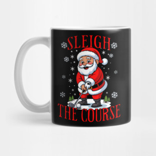 Christmas Golfer Pun Sleigh the Course Funny Santa Golf Mug