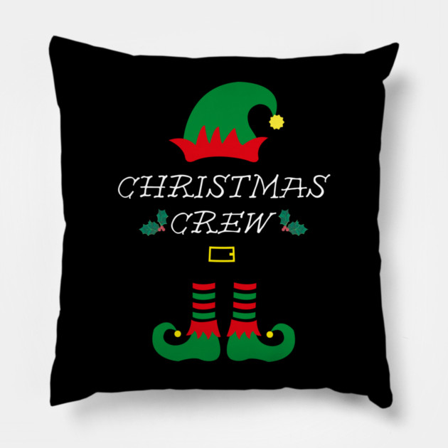 Christmas Crew Elf Hat and Shoes Pillow by Creatifly Graphic Tees