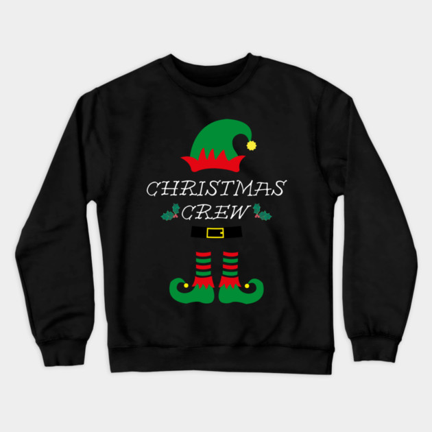 Christmas Crew Elf Hat and Shoes Crewneck Sweatshirt by Creatifly Graphic Tees