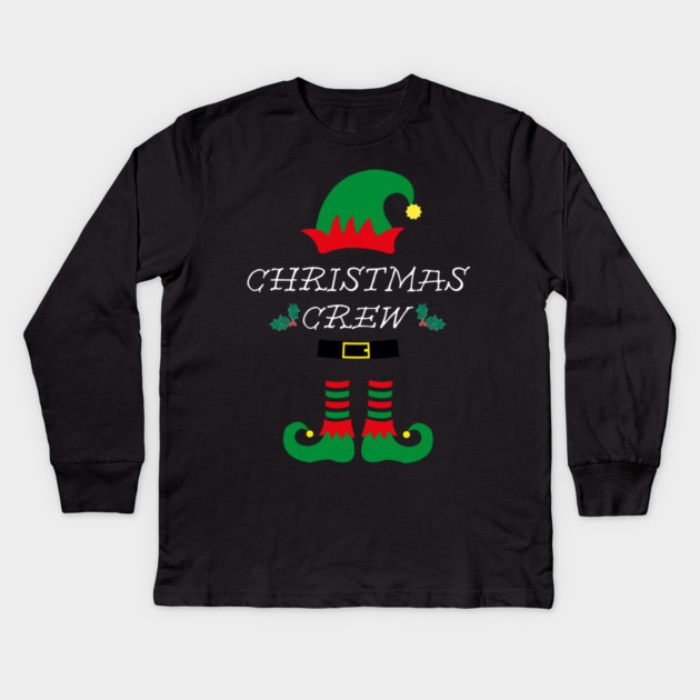 Christmas Crew Elf Hat and Shoes Kids Long Sleeve T-Shirt by Creatifly Graphic Tees