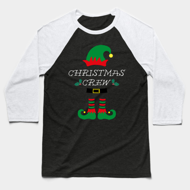 Christmas Crew Elf Hat and Shoes Baseball T-Shirt by Creatifly Graphic Tees