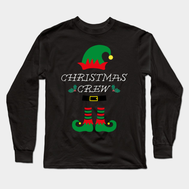 Christmas Crew Elf Hat and Shoes Long Sleeve T-Shirt by Creatifly Graphic Tees