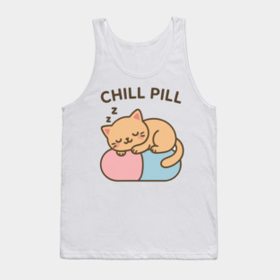 Chill Pill Sleeping Cat Relax Cute Tank Top
