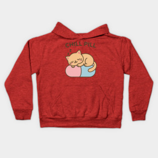 Chill Pill Sleeping Cat Relax Cute Kids Hoodie