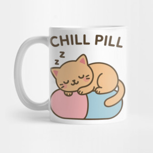 Chill Pill Sleeping Cat Relax Cute Mug
