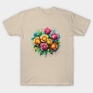 Roses Paint Splash T-Shirt