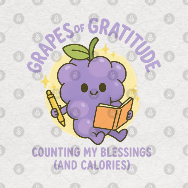 Grapes of Gratitude Shirt | Garden Therapy Collection by Leaf & Lee – Cute Fruitcore Mental Health Tee for Mindful Living & Positive Energy by Anne Lee