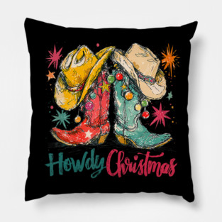Howdy Christmas Funny Cowboy Pillow