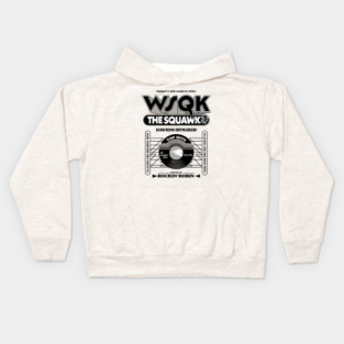 STRANGER THINGS 5: WSQK THE SQUAWK 94.5 BLACK AND WHITE Kids Hoodie