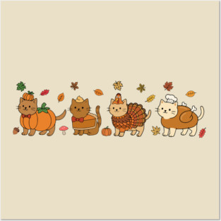 Thanksgiving Cat Posters and Art