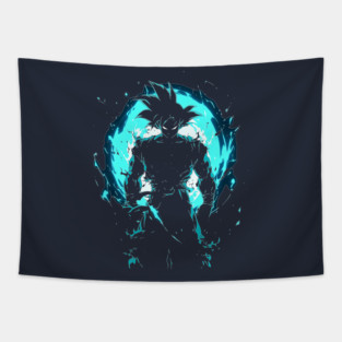 Goku Ultra Instinct Blue Aura Anime Power Silhouette Tapestry