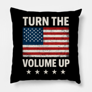 Turn The Volume Up – Grunge Flag Block Pillow