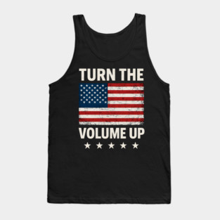 Turn The Volume Up – Grunge Flag Block Tank Top