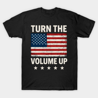 Turn The Volume Up – Grunge Flag Block T-Shirt