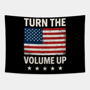 Turn The Volume Up – Grunge Flag Block Tapestry