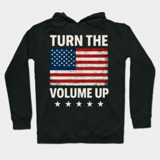 Turn The Volume Up – Grunge Flag Block Hoodie