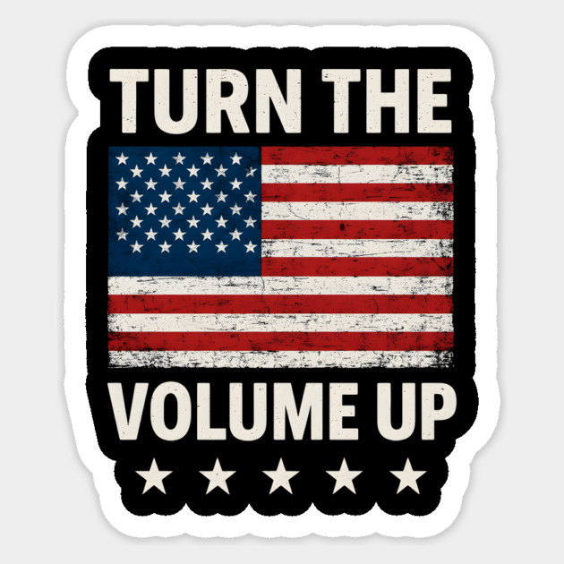 Turn The Volume Up – Grunge Flag Block Sticker by ArtistTee ⭐⭐⭐⭐⭐