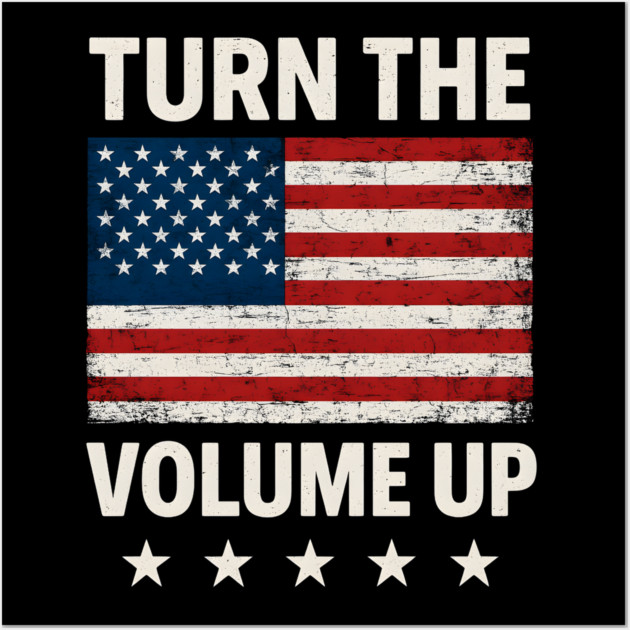 Turn The Volume Up – Grunge Flag Block Wall Art by ArtistTee ⭐⭐⭐⭐⭐