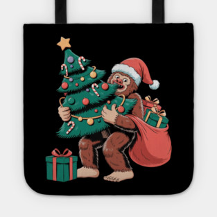 Bigfoot Christmas Tree Bandit – Funny Holiday Sasquatch Tote