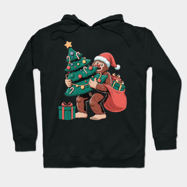 Bigfoot Christmas Tree Bandit – Funny Holiday Sasquatch Hoodie by Creatifly Graphic Tees