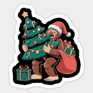 Bigfoot Christmas Tree Bandit – Funny Holiday Sasquatch Sticker