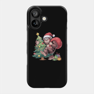 Festive Christmas Gorilla with Santa Hat and Sack Phone Case