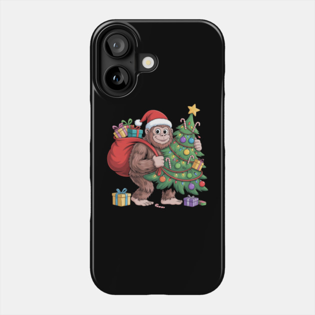 Santa Gorilla with Christmas Tree Phone Case by Creatifly Graphic Tees