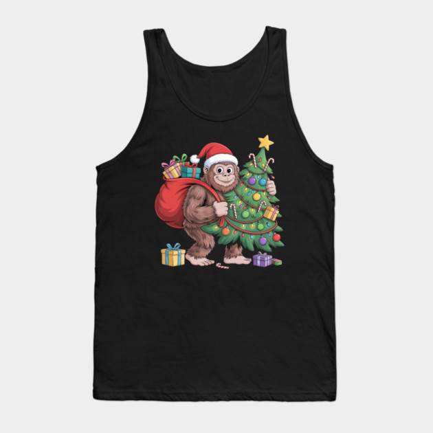 Santa Gorilla with Christmas Tree Tank Top by Creatifly Graphic Tees