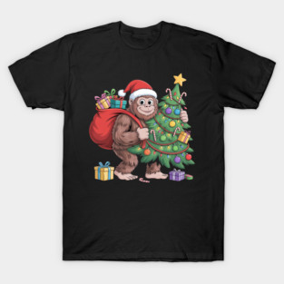Santa Gorilla with Christmas Tree T-Shirt