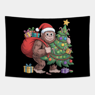 Santa Gorilla with Christmas Tree Tapestry