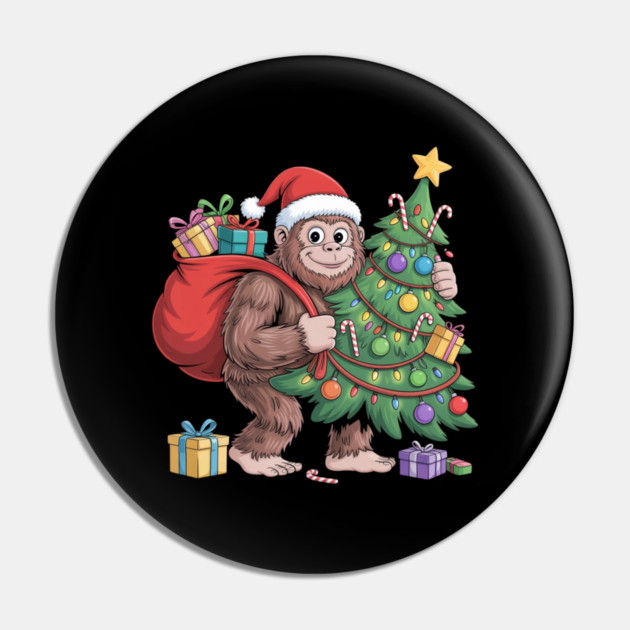 Santa Gorilla with Christmas Tree Pin by Creatifly Graphic Tees