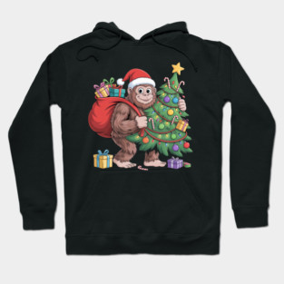 Santa Gorilla with Christmas Tree Hoodie