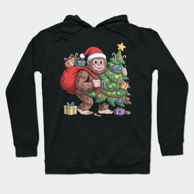 Santa Gorilla with Christmas Tree Hoodie by Creatifly Graphic Tees