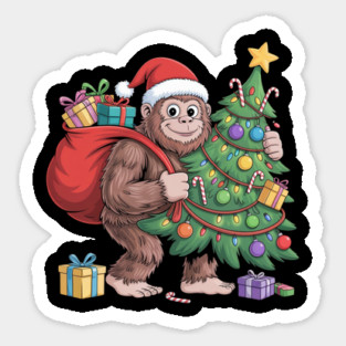 Santa Gorilla with Christmas Tree Sticker