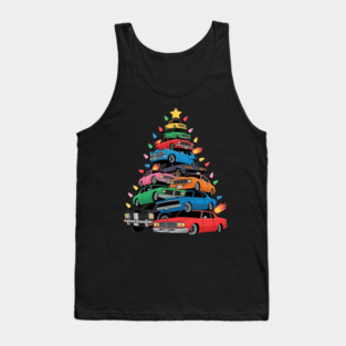 Classic Cars Christmas Tree Tank Top