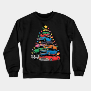 Classic Cars Christmas Tree Crewneck Sweatshirt