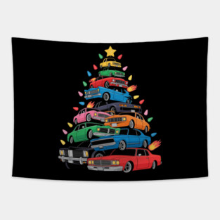 Classic Cars Christmas Tree Tapestry
