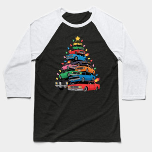 Classic Cars Christmas Tree Baseball T-Shirt