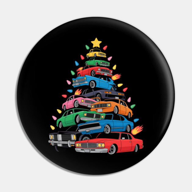 Classic Cars Christmas Tree Pin by Creatifly Graphic Tees