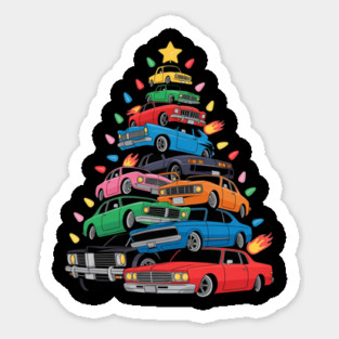 Classic Cars Christmas Tree Sticker